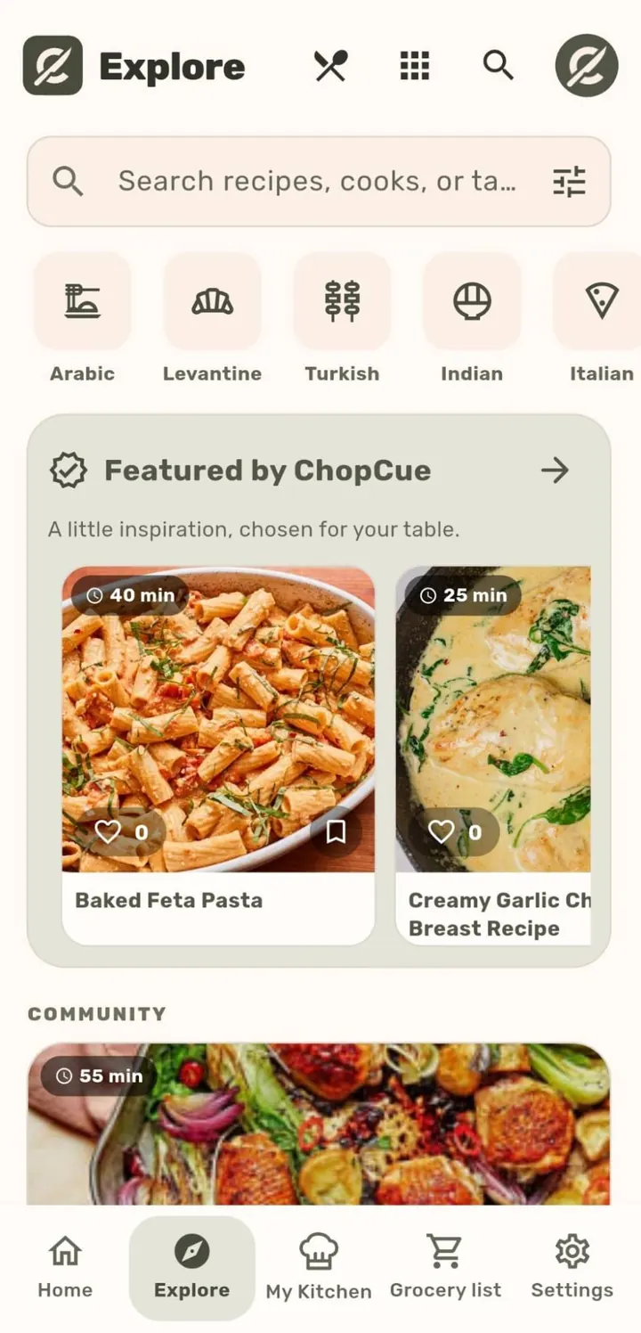 Explore in the ChopCue app