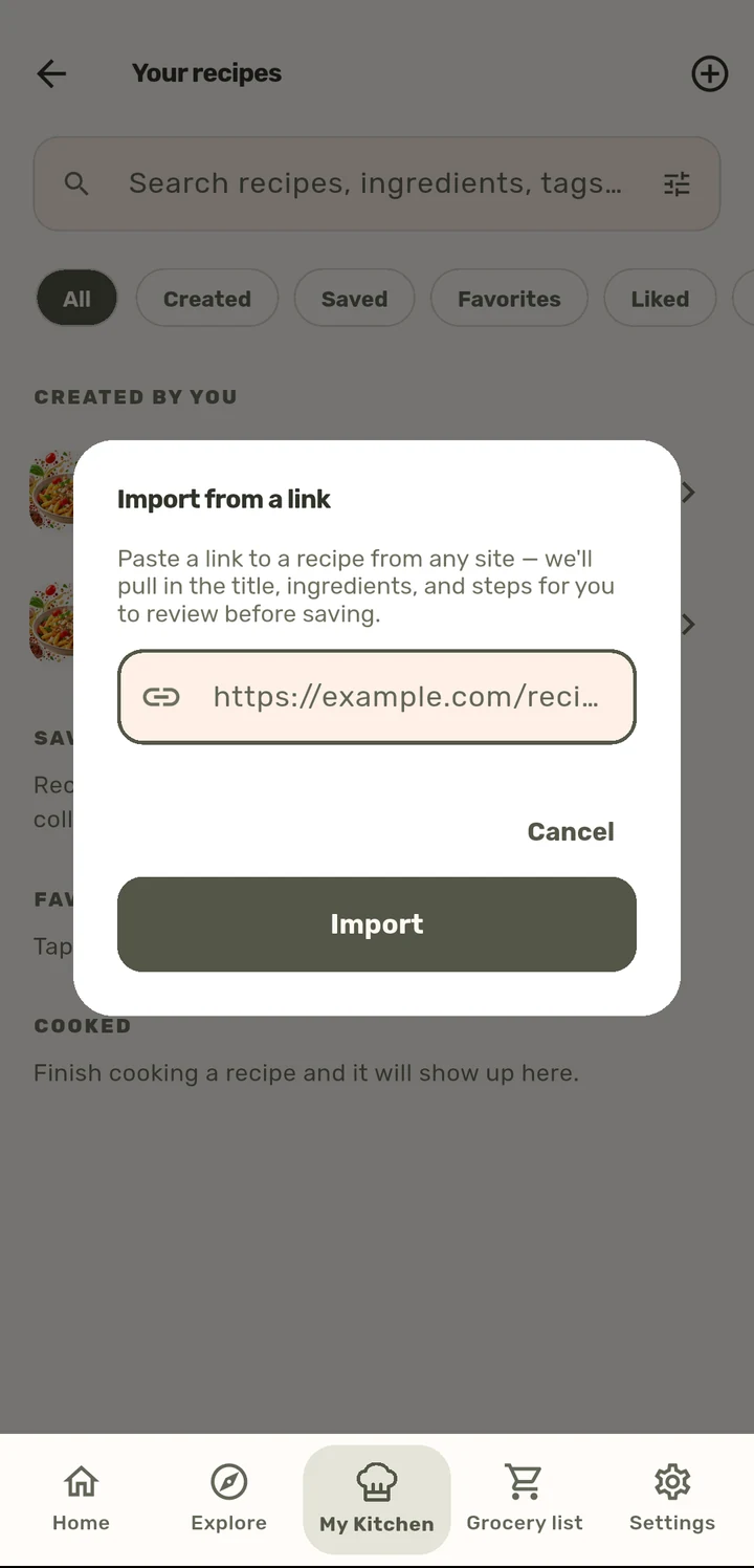 Import from any URL in the ChopCue app