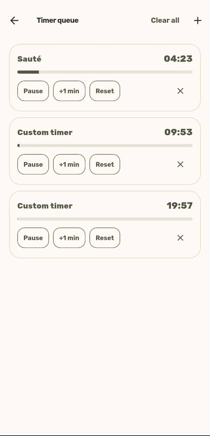 Multi-timer queue in the ChopCue app